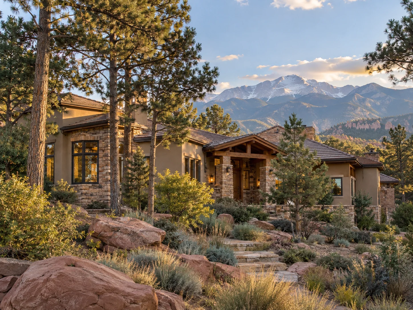 Colorado Springs home near the foothills with Pikes Peak in the distance