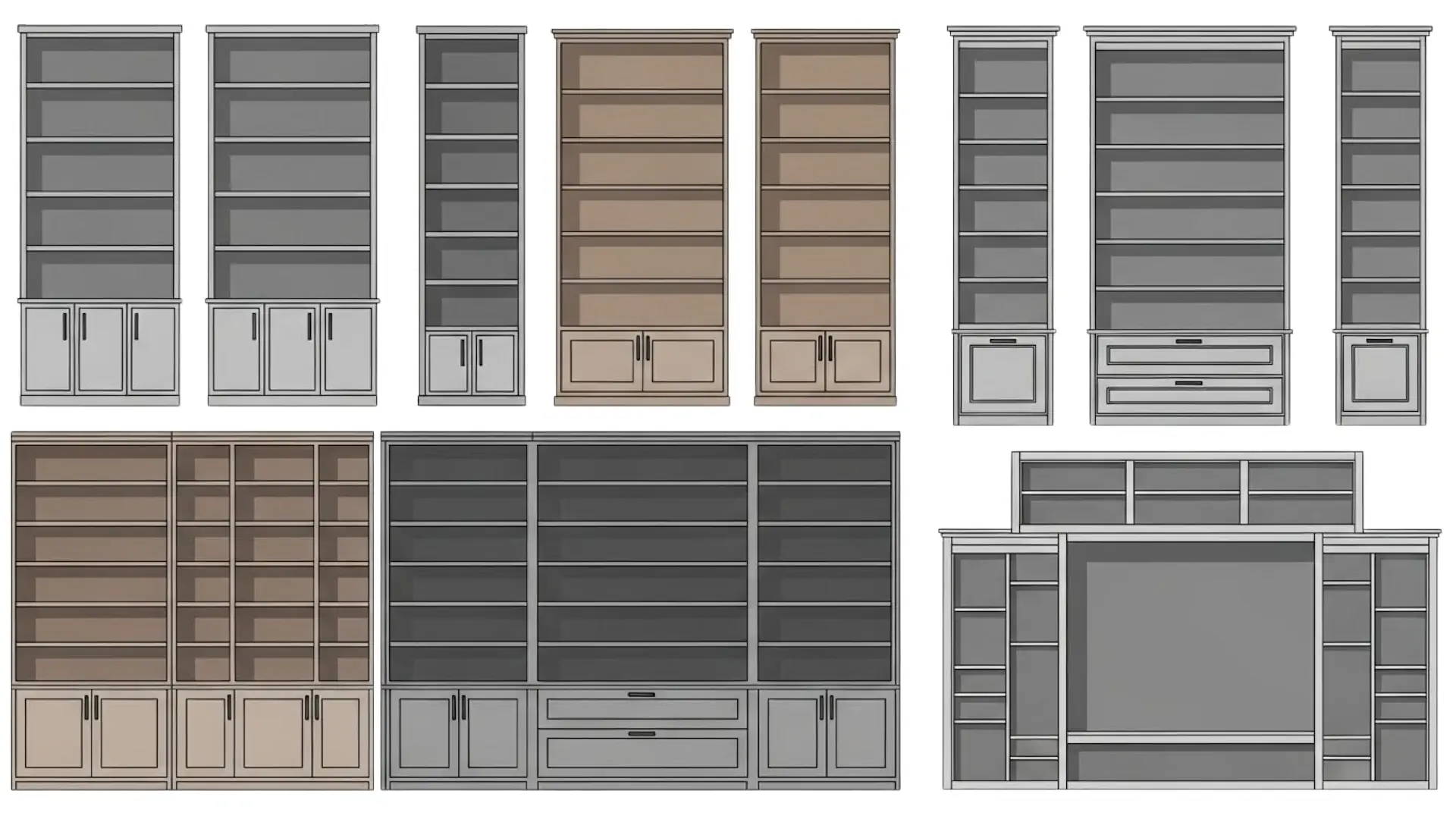 Cabinet samples and design plans for a custom cabinet project in Colorado Springs