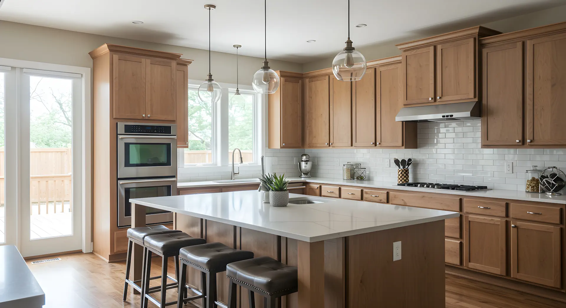 Kitchen island with seating in a remodeled Colorado Springs kitchen