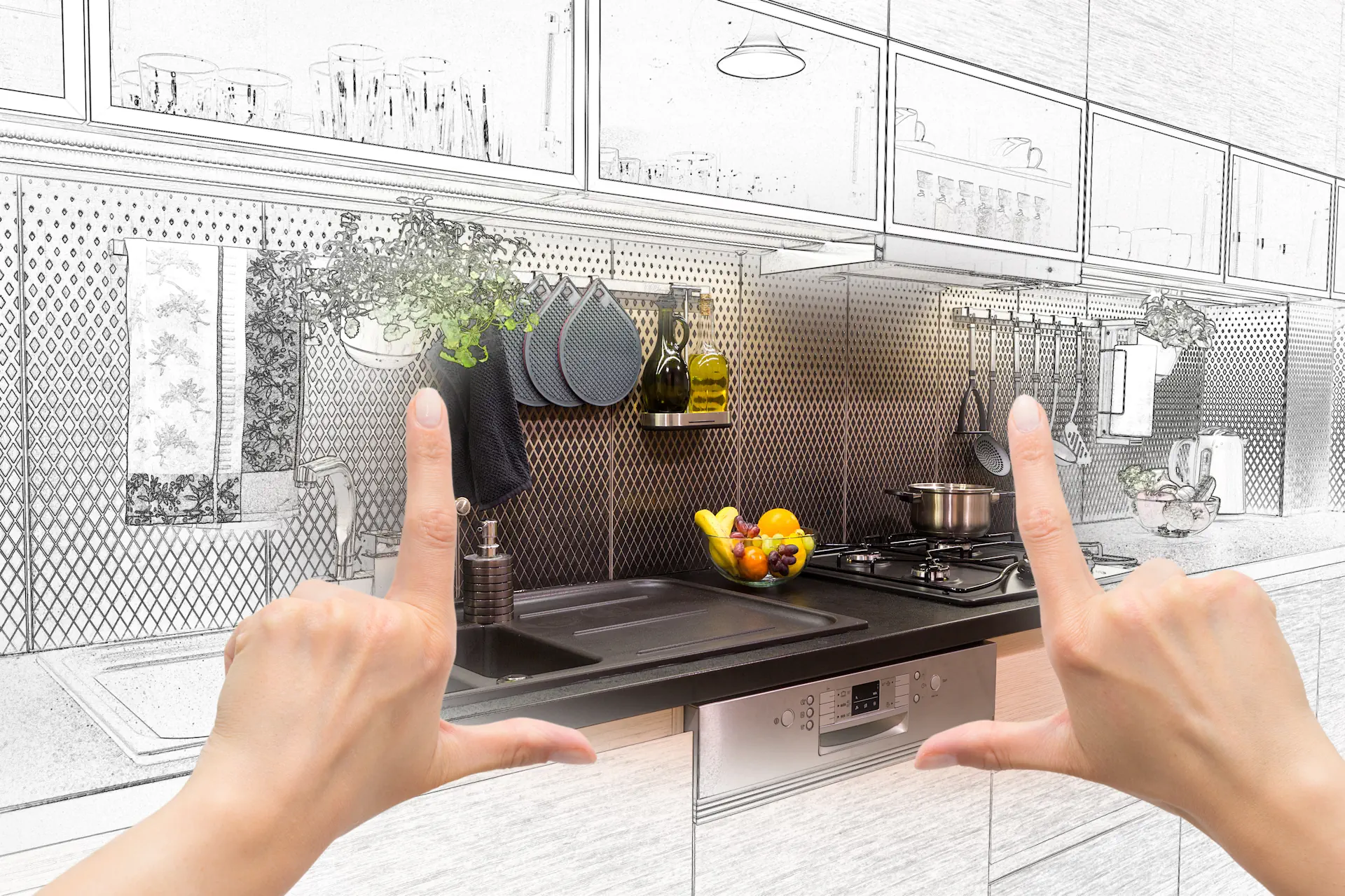 Homeowners reviewing kitchen remodeling plans, cabinet samples, and design options before starting a Colorado Springs kitchen remodel