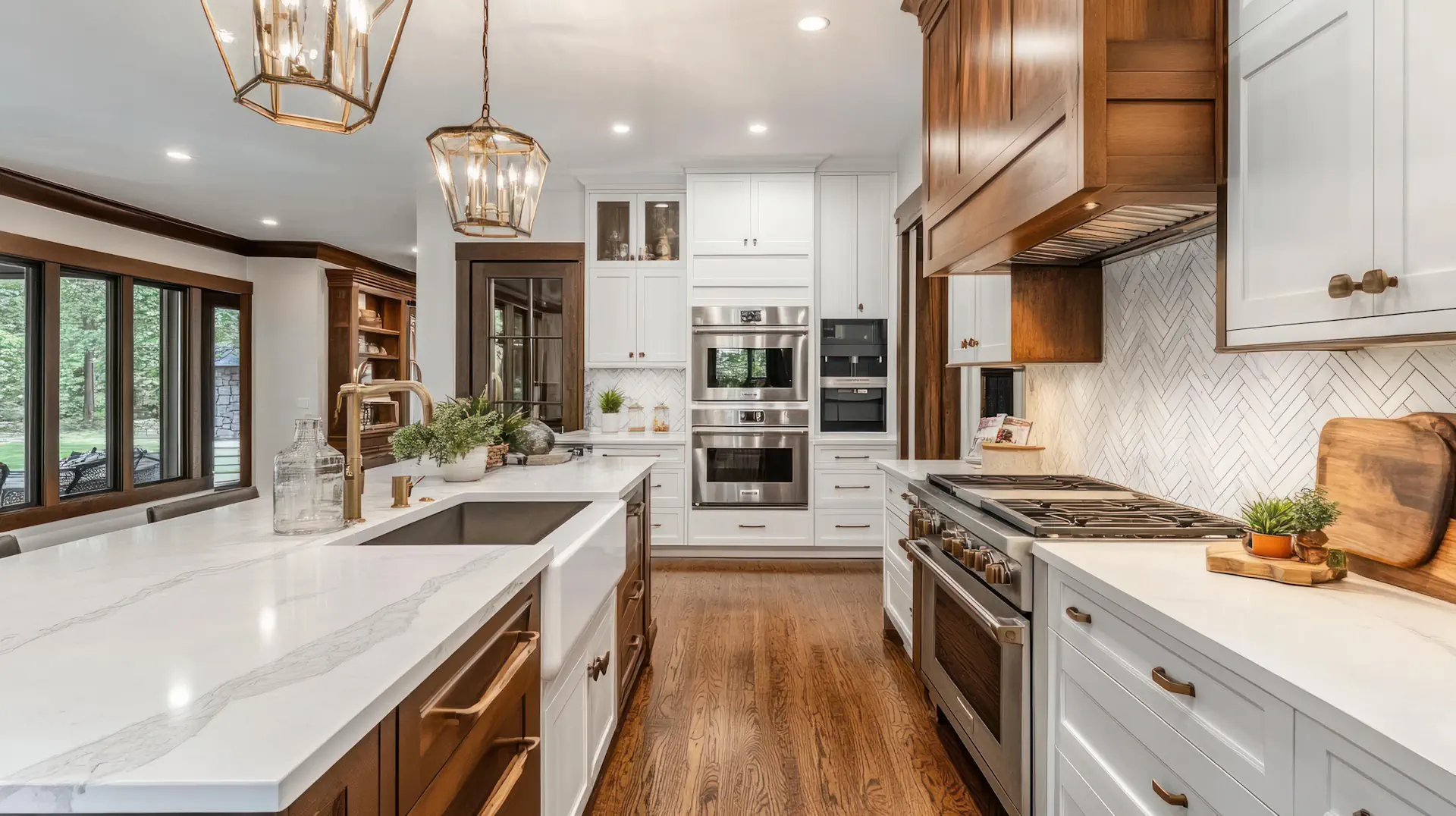 Completed Colorado Springs kitchen remodel with white cabinets and updated countertops