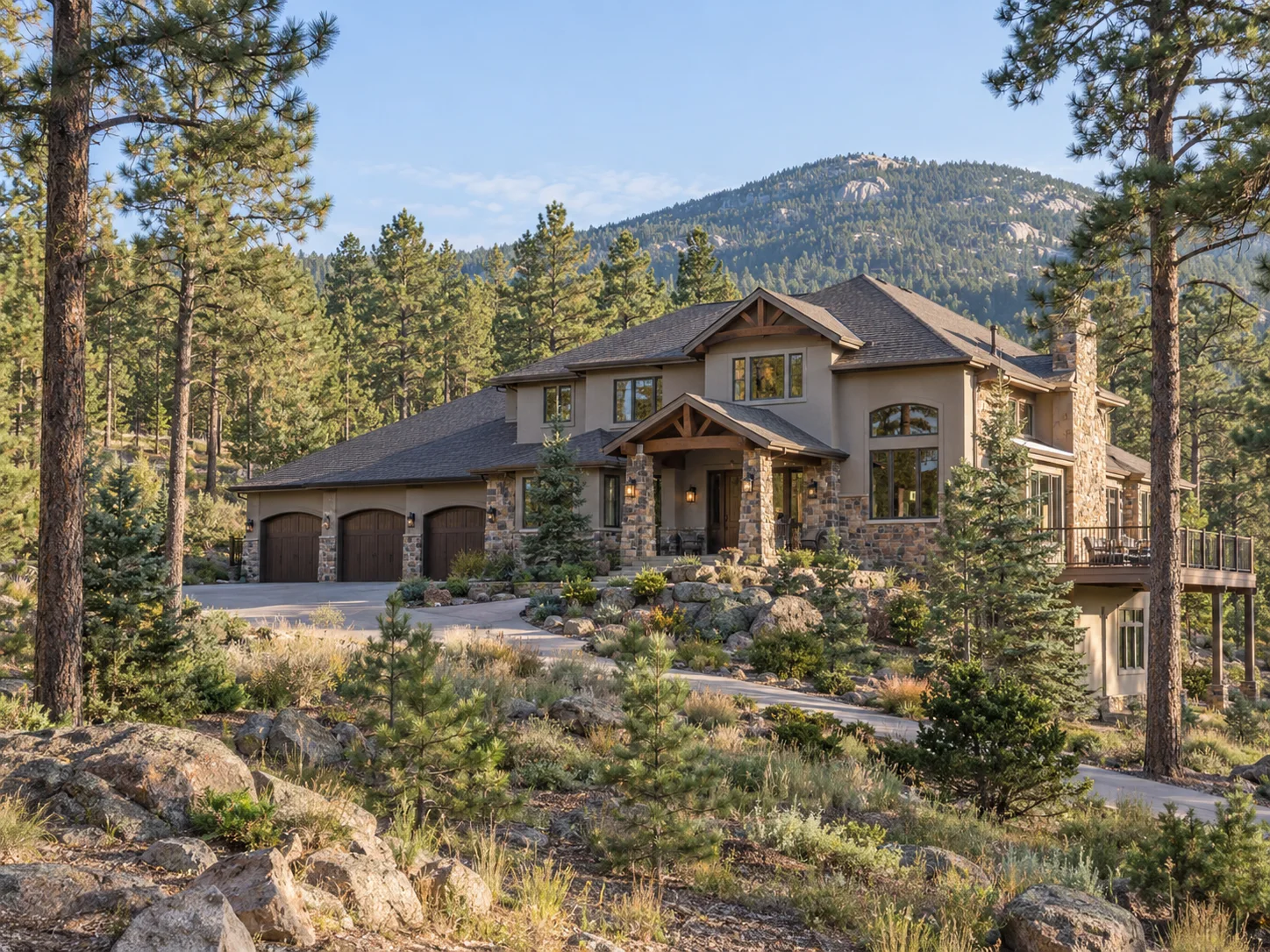 Larger Tri-Lakes area home on a wooded lot near the Mount Herman foothills