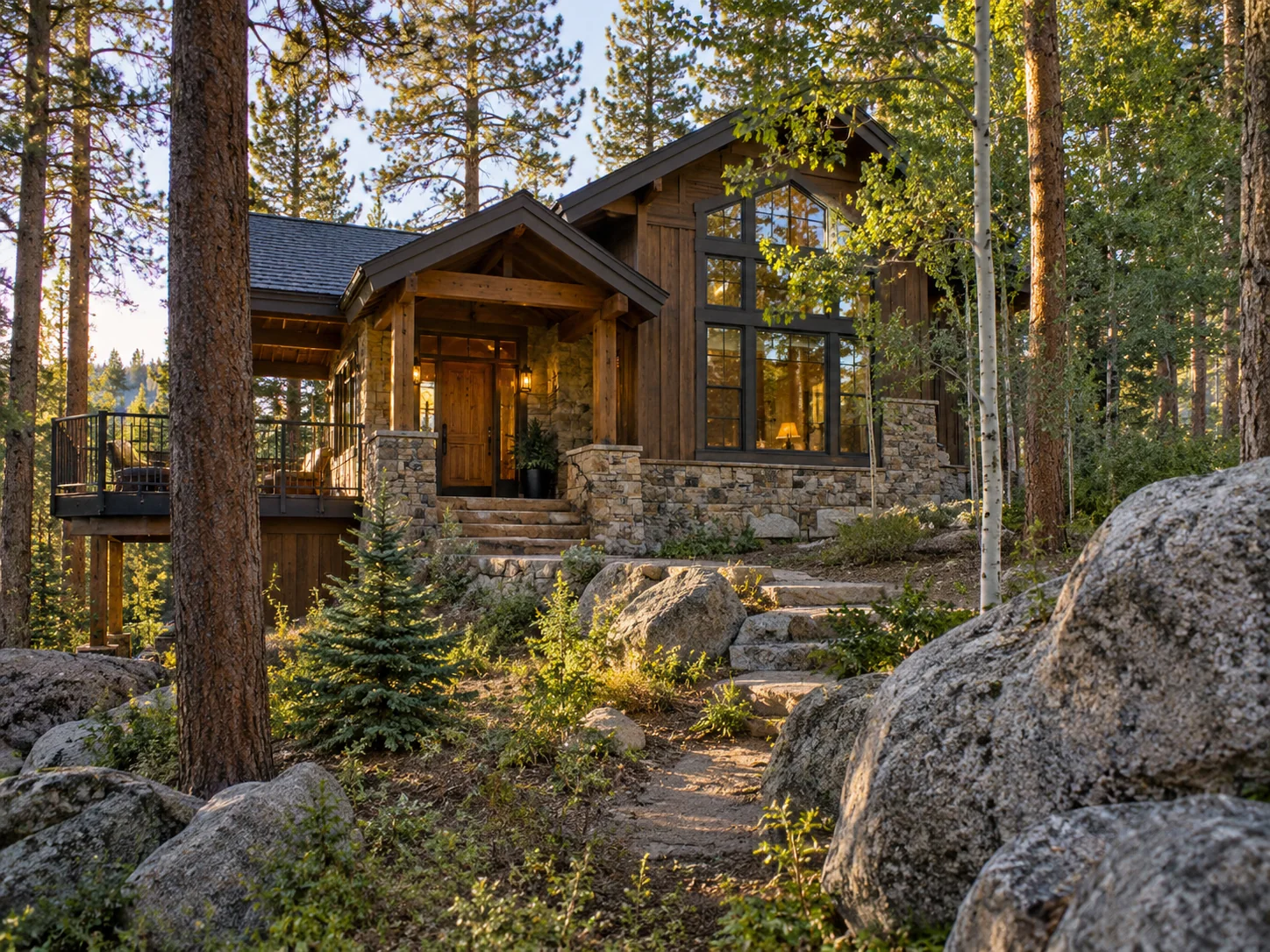 Woodland Park Colorado mountain home among pine and aspen trees near Pikes Peak