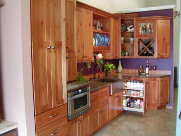 Kitchen Remodel Featuring Shaker Maple Pull Out Spice Cabinet