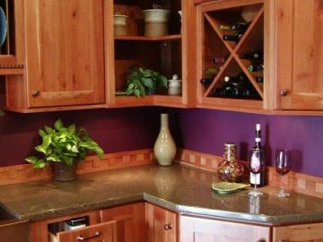 Wood Cabinets With Wine Rack And Plant Shelf